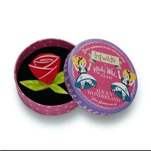 Alice in wonderland Erstwilder Kitschy Witch Acrylic Painted Rose Acrylic Brooch